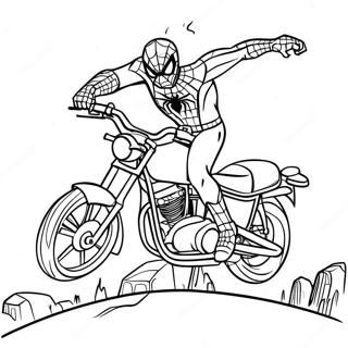 Page De Coloriage De Spiderman Dans Une Aventure De Moto De Super Heros 114376-50212