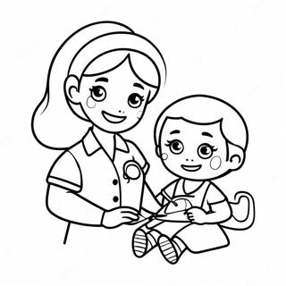 Infirmiere Amicale Aidant Un Enfant Page De Coloriage 114764 50514