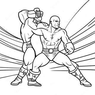Page De Coloriage De La Scène D'action Dynamique De La Wwe Pages À Colorier