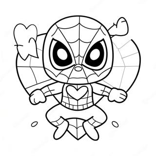 Page De Coloriage Spiderman Mignon Avec Un Coeur 115304-50922