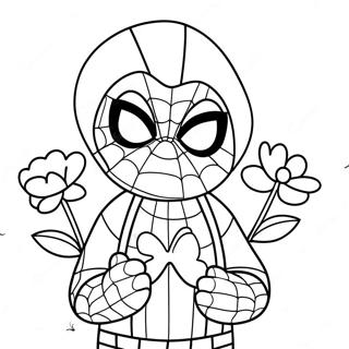 Page De Coloriage Spiderman Adorable Tenant Des Fleurs 115306-50932