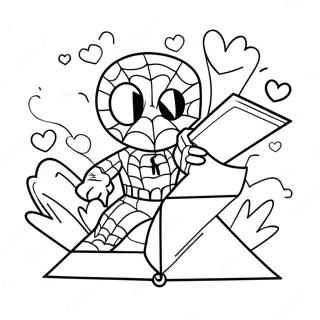 Page De Coloriage Spiderman Envoyant Des Lettres Damour 115307-50933