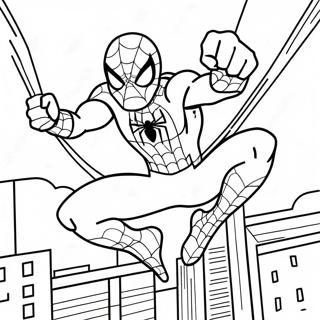 Page De Coloriage Spiderman Dynamique En Train De Balancer 115459-51042