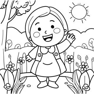 Page De Coloriage De Nana Heureuse Dans Un Jardin 115950-51436