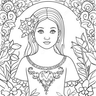 Page De Coloriage Isabella Avec Des Fleurs 116076-51522