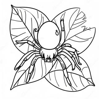 Araignee Realiste Sur Une Feuille Page A Colorier 11611-736