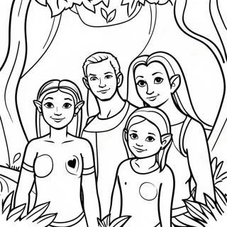 Page De Coloriage Famille Navi Dans La Foret 116154-51583