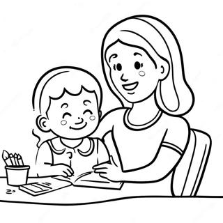 Page De Coloriage De Maman Attentionnee Aidant Un Enfant 116517-51866