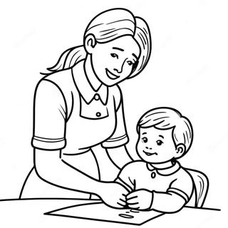 Page De Coloriage De Maman Attentionnee Aidant Un Enfant 116517-52029