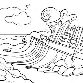 Page De Coloriage Scene De Devastation Par Tsunami 117007-52413