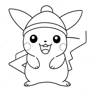 Page De Coloriage Pikachu Avec Un Chapeau De Pere Noel 117056-52445