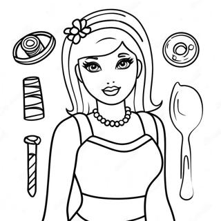 Page De Coloriage De Barbie A La Mode Des Annees 90 Avec Accessoires 117312-52639