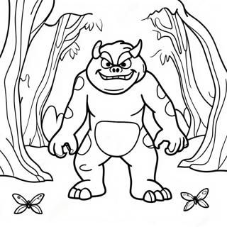 Page De Coloriage De Monstre Effrayant Dans La Foret 117338-52658