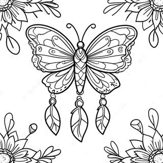 Page De Coloriage De Papillon Attrape Reves Elegant Avec Des Fleurs 117728 52959