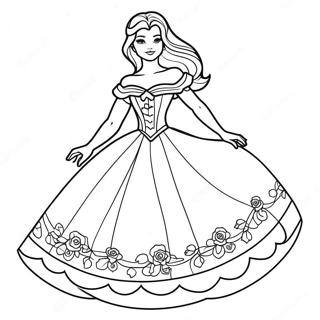 Belle Enchanteresse Dans Une Belle Robe Page A Colorier 11808-2743