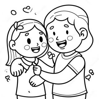 Page De Coloriage Denfants Joyeux Partageant La Gentillesse 118091 53245