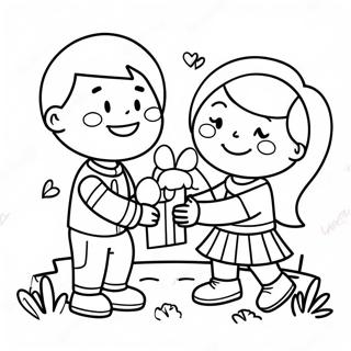 Page De Coloriage Denfants Joyeux Partageant La Gentillesse 118091 53247