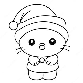 Page De Coloriage De Mignonne Hello Kitty Avec Un Chapeau De Noel 118217-53333