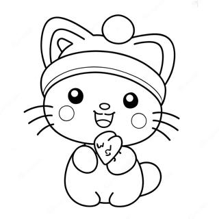 Page De Coloriage De Mignonne Hello Kitty Avec Un Chapeau De Noel 118217-53334