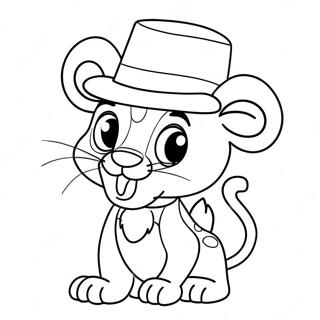 Mignonne Panthere Rose Avec Un Chapeau Page De Coloriage 118269-53374