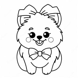 Page De Coloriage De Pomeranian Adorable Avec Un Noeud 118577-53738