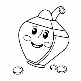 Page De Coloriage De Dreidel Mignon Avec Un Visage Souriant 119682-54598