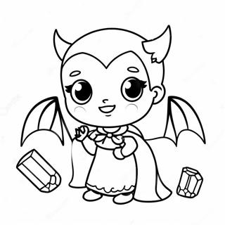 Page De Coloriage De La Fille Vampire Mignonne Avec Une Chauve Souris 119758-54650