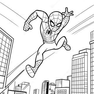 Spider Man Se Balancant A Travers La Ville Page De Coloriage 119939-54789