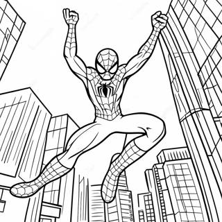 Spider Man Se Balancant A Travers La Ville Page De Coloriage 119939-54790