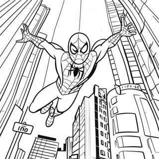 Spider Man Se Balancant A Travers La Ville Page De Coloriage 119939 54791
