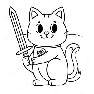 Page De Coloriage De Chat Guerrier Majestueux Avec Une Epee 120478 55215