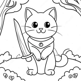Page De Coloriage De Chat Guerrier Majestueux Avec Une Epee 120478 55216