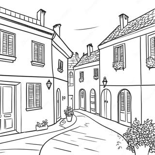 Page De Coloriage Dun Charmant Village Francais 120965-55594