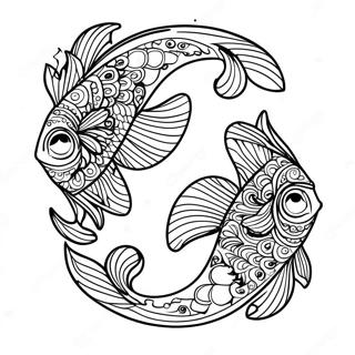 Page De Coloriage Du Signe Du Zodiaque Poissons 121217-55975