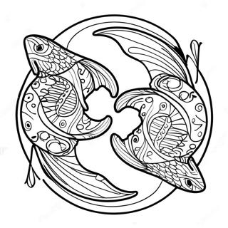 Page De Coloriage Du Signe Du Zodiaque Poissons 121217-55976