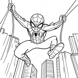 Page A Colorier Spiderman Se Balancant A Travers La Ville 121453 56142