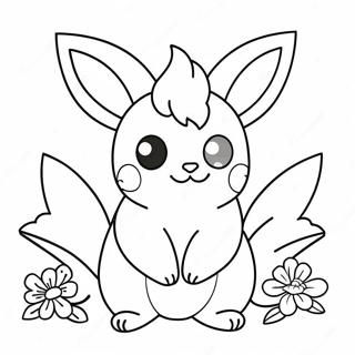 Page De Coloriage De Flareon Mignon Avec Des Fleurs 121758-56377