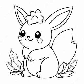 Page De Coloriage De Flareon Mignon Avec Des Fleurs 121758-56378