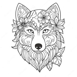 Page A Colorier De Loup Elegant Avec Des Fleurs 12179 945