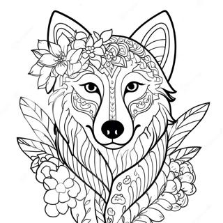 Page A Colorier De Loup Elegant Avec Des Fleurs 12179 947