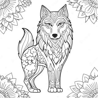 Page A Colorier De Loup Elegant Avec Des Fleurs 12179 948