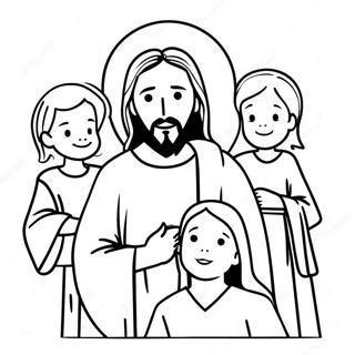 Page De Coloriage Jesus Colore Avec Des Enfants 122066-56617