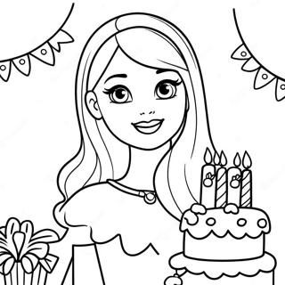 Anniversaire De Barbie Pages À Colorier