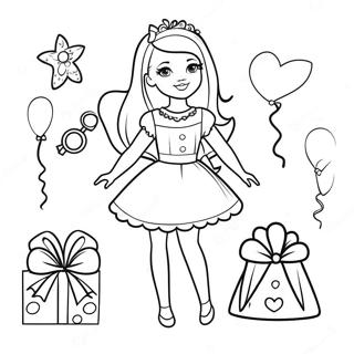 Page De Coloriage De La Jolie Tenue Danniversaire De Barbie 122196 56782