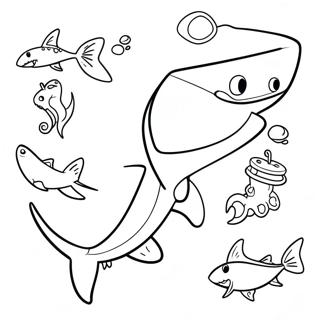 Page De Coloriage De Requin De Dessin Anime Colore Pages À Colorier