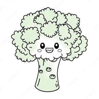 Page De Coloriage De Brocoli Mignon Avec Un Sourire 122555-57061