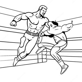 Page De Coloriage De Lutteur De La Wwe Sautant Sur Un Adversaire 122579-57075