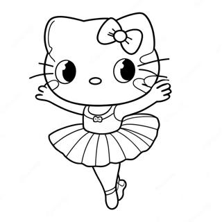 Page De Coloriage Ballerine Hello Kitty Mignonne 122657-57136