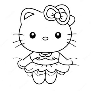 Adorable Hello Kitty En Tutu Page De Coloriage 122659 57143