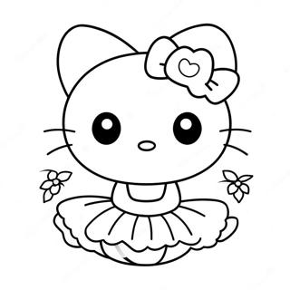 Adorable Hello Kitty En Tutu Page De Coloriage 122659 57144